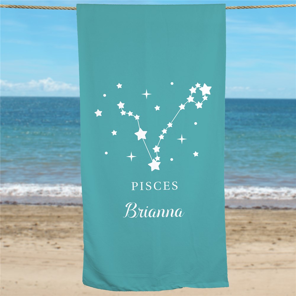 Personalized Zodiac Star Signs Beach Towel