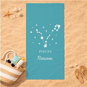 Personalized Zodiac Star Signs Beach Towel