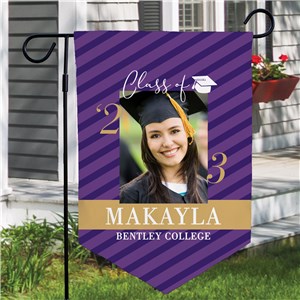 Personalized Striped Graduation Pennant Garden Flag