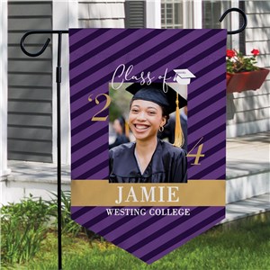 Personalized Striped Graduation Pennant Garden Flag
