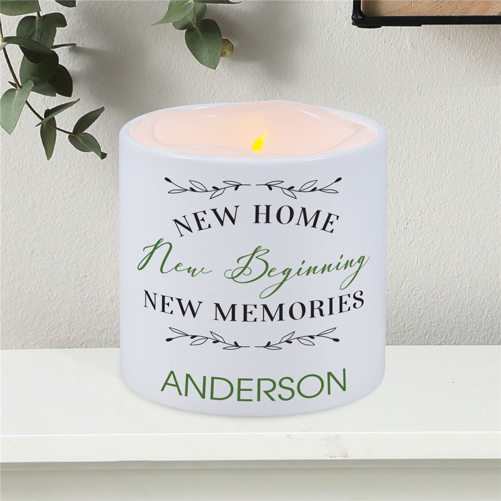 LED New Home Candle With Personalized Candle Holder