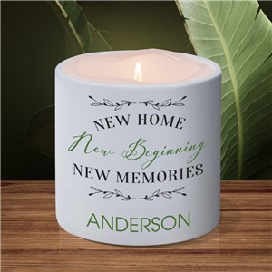 Personalized New Home LED Candle with Holder