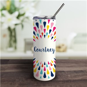 Personalized Color Burst Name Tumbler with Straw