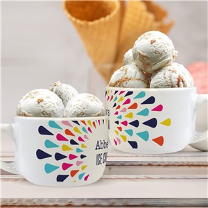 Personalized Color Burst Ice Cream Bowl with Handle U2124923T
