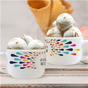 Personalized Color Burst Ice Cream Bowl with Handle U2124923T