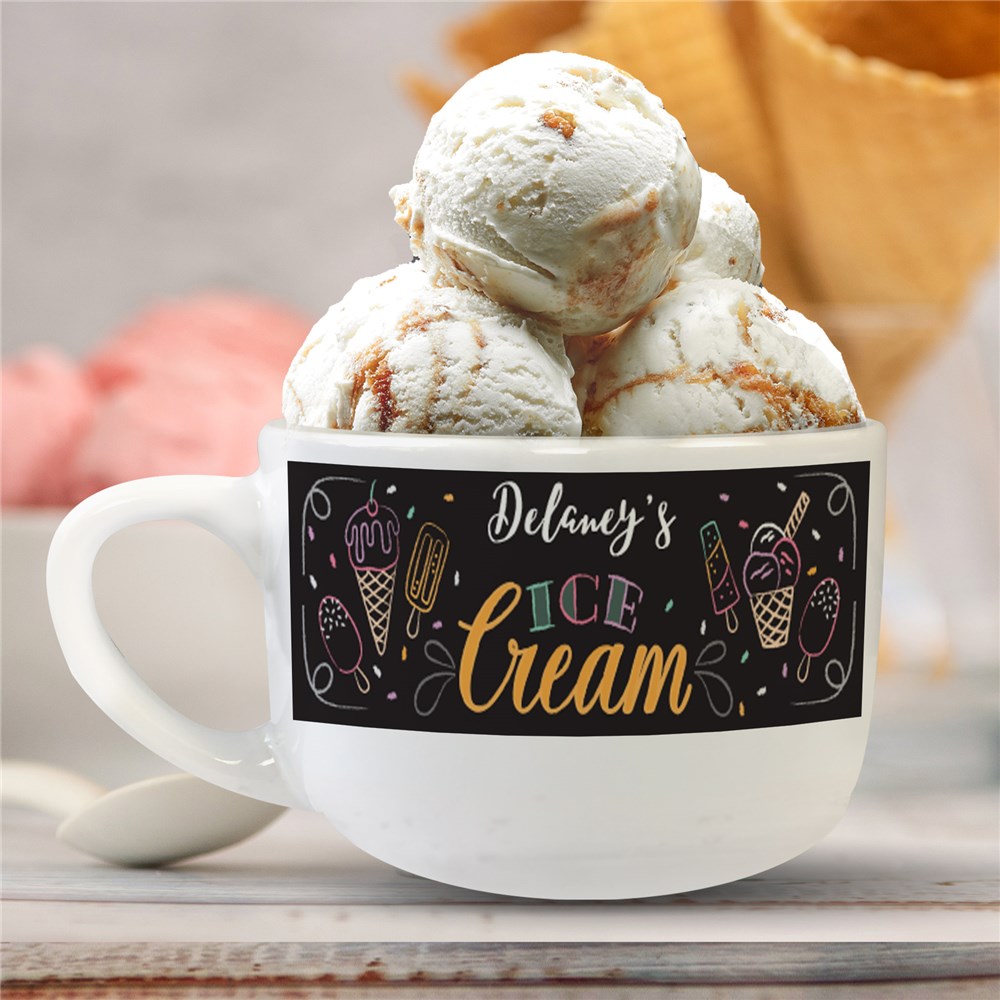 Personalized Chalkboard Ice Cream Bowl with Handle