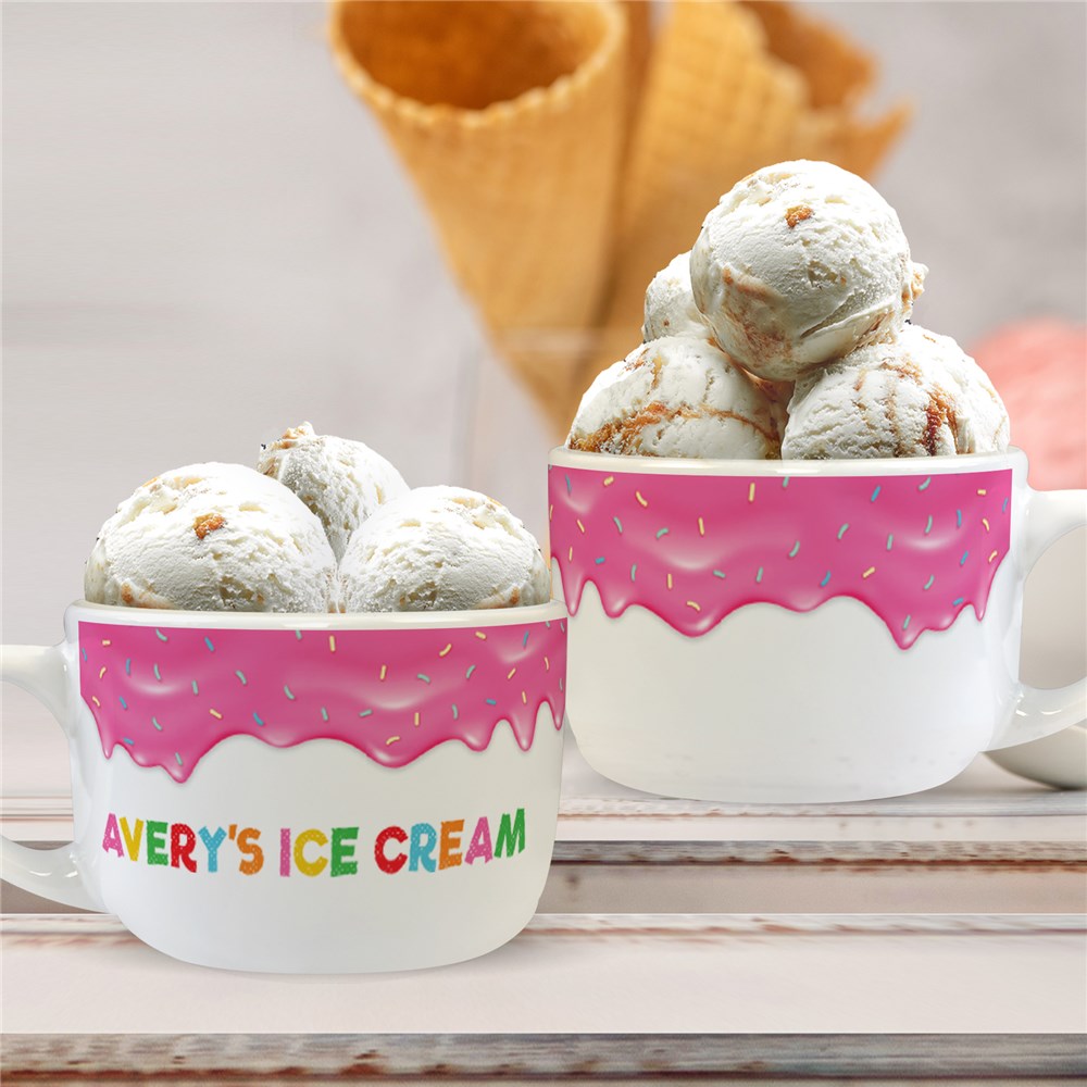 Personalized Drip Ice Cream Bowl with Handle