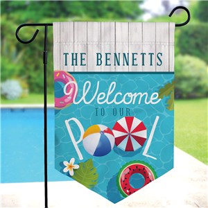 Personalized Welcome to Our Pool Pennant Garden Flag