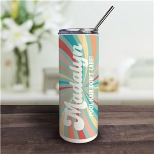 Personalized Retro Color Swirl Tumbler with Straw