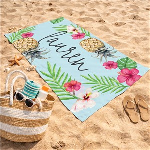 Personalized Pineapple Beach Towel