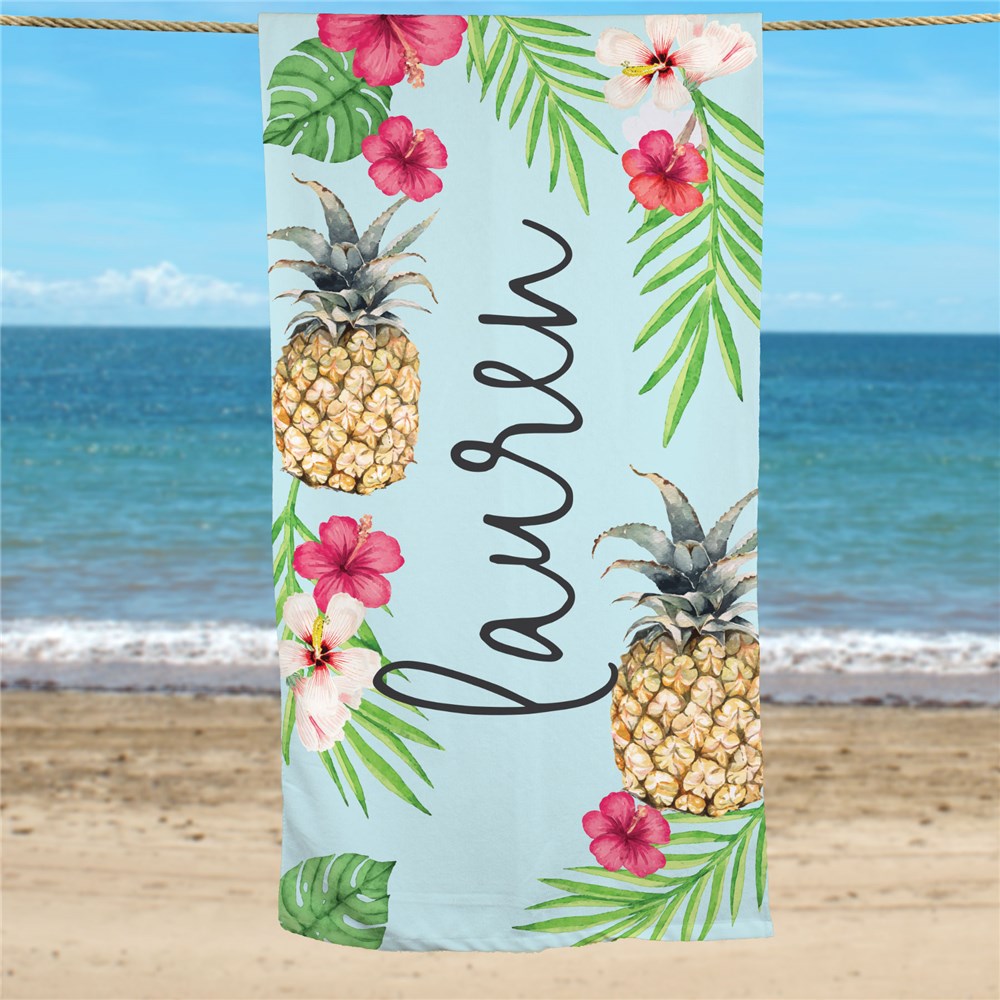 Personalized Pineapple Beach Towel
