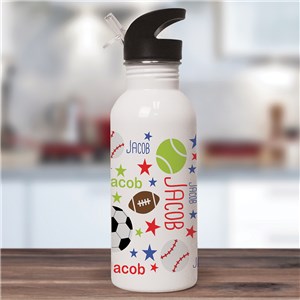 Sports Themed Personalized Water Bottle For Kids