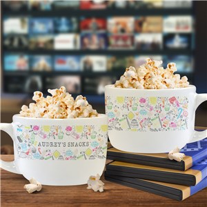 Personalized Dessert Icon Background Bowl with Handle U2149023T