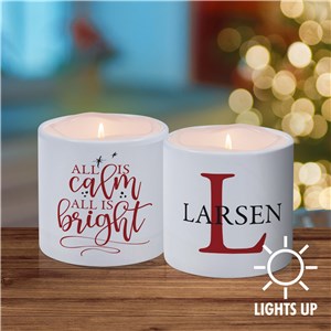 Personalized All is Bright LED Candle with Holder U21545171