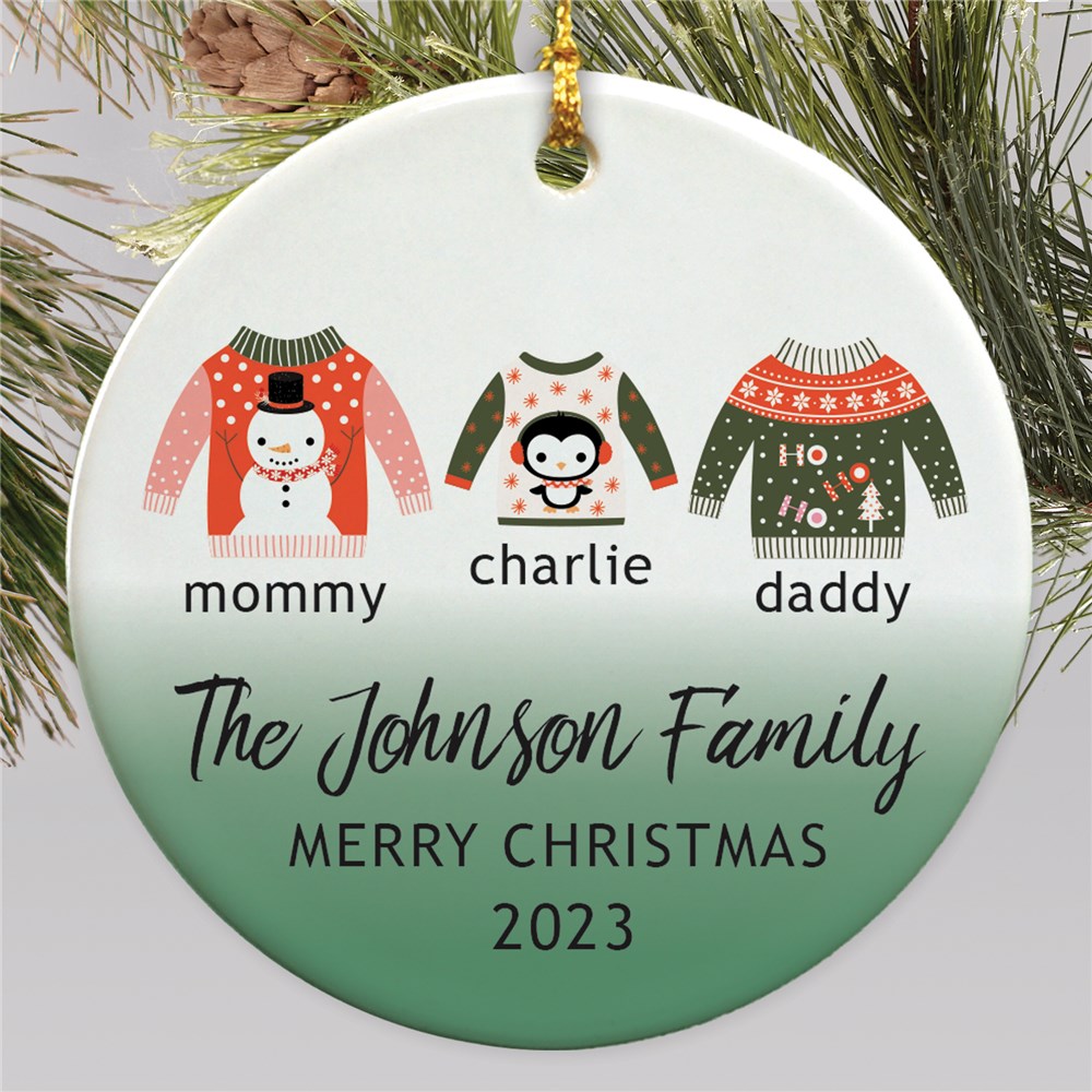 Personalized Ugly Sweaters Family Christmas Ornament