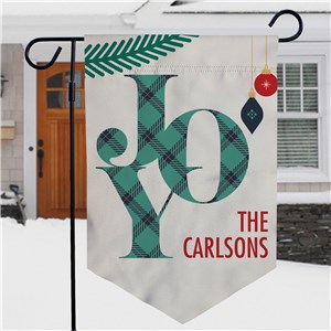 Winter Joy Plaid Pennant Garden Flag