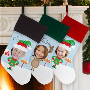 Personalized Photo Stocking With Christmas Characters