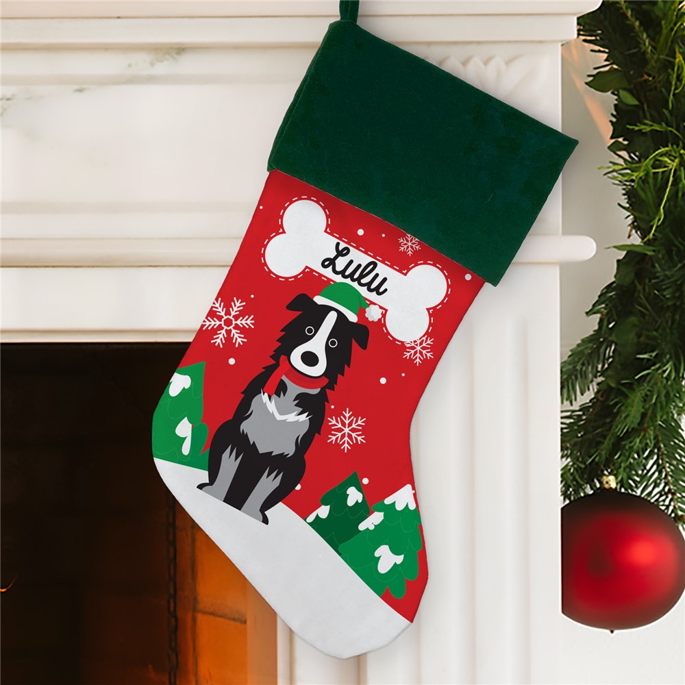 Christmas Stocking Personalized With Dog Breed & Name
