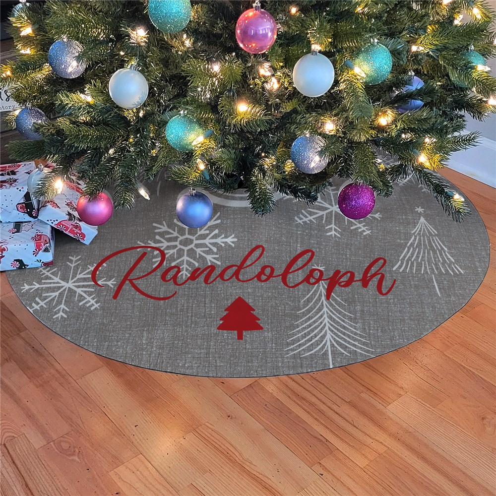 Customized Gray Christmas Tree Skirt