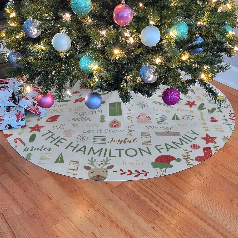 Custom Family Word-Art Christmas Tree Skirt