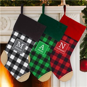 Custom Plaid Christmas Stocking With Name