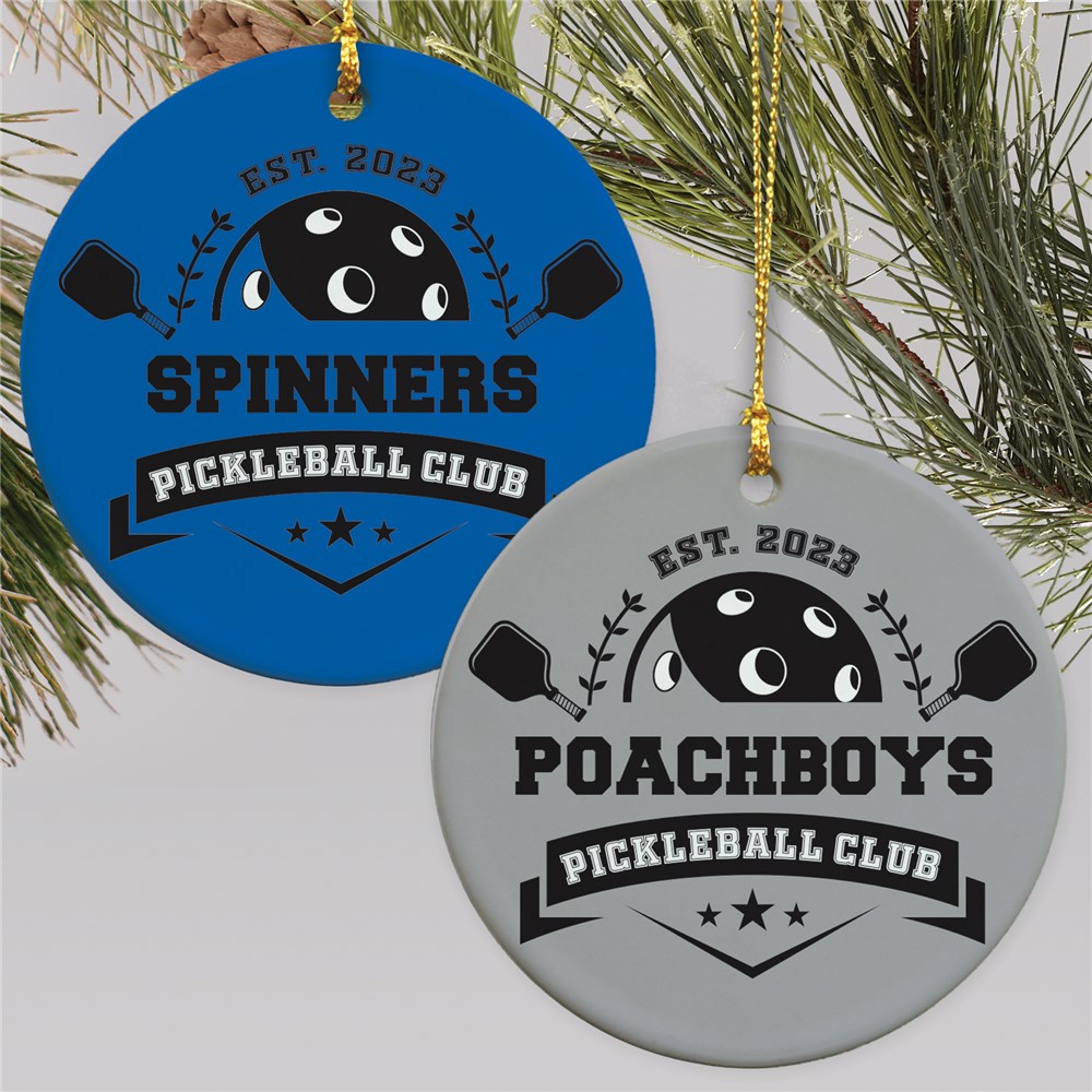 Round Ornament Personalized With Pickleball Club Name