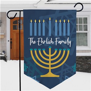Personalized Hanukkah Pennant Garden Flag With Menorah
