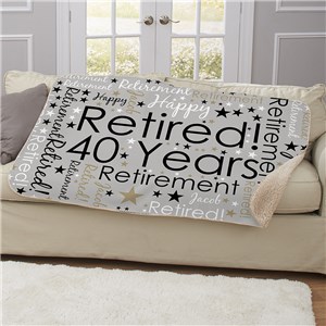Personalized Retirement Word Art Sherpa Blanket U2193987