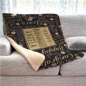 Personalized Confetti Retirement Word Art Sherpa Blanket U2194087
