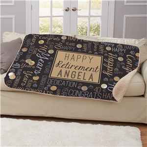 Personalized Confetti Retirement Word Art Sherpa Blanket U2194087