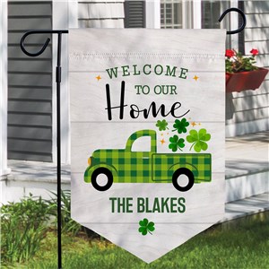 Welcome To Our Home Personalized Irish Pennant Garden Flag