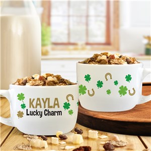 Lucky Clovers Personalized Cereal Bowl With Handle