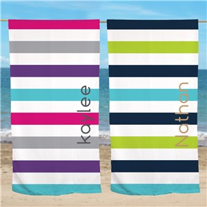 Personalized Horizontal Stripes With Name Beach Towel U2219233T