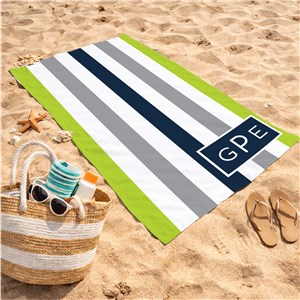 Custom Monogrammed Striped Beach Towel 