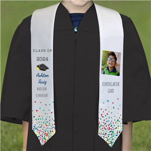 Personalized Confetti Photo Youth Graduation Stole U22399151Y
