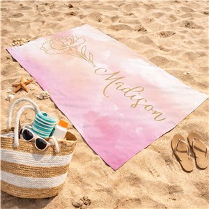 Personalized Birth Month Flower Beach Towel U2250833
