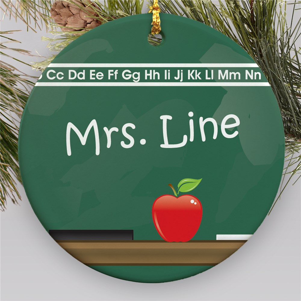 Chalkboard Personalized Ceramic Ornament | Teacher Ornaments