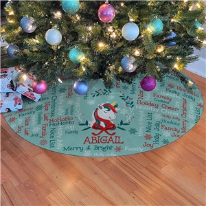 Personalized Christmas Animal Static word art 48" Sublimated Tree Skirt