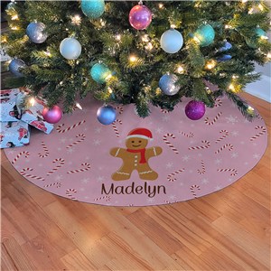 Personalized Gingerbread Pink or Blue 48" Sublimated Tree Skirt