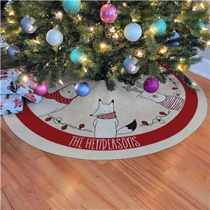 Personalized Simple Red and Black Christmas Tree Skirt