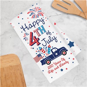 Happy 4th of July Waffle Weave Towel U24545177