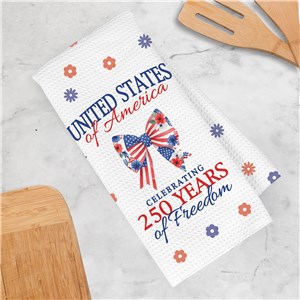 Celebrating 250 Years Of Freedom Quilted Bow Waffle Weave Towel U24560177