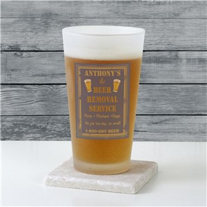 Personalized Beer Removal Frosted Pint Glass | Personalized Gifts for Him
