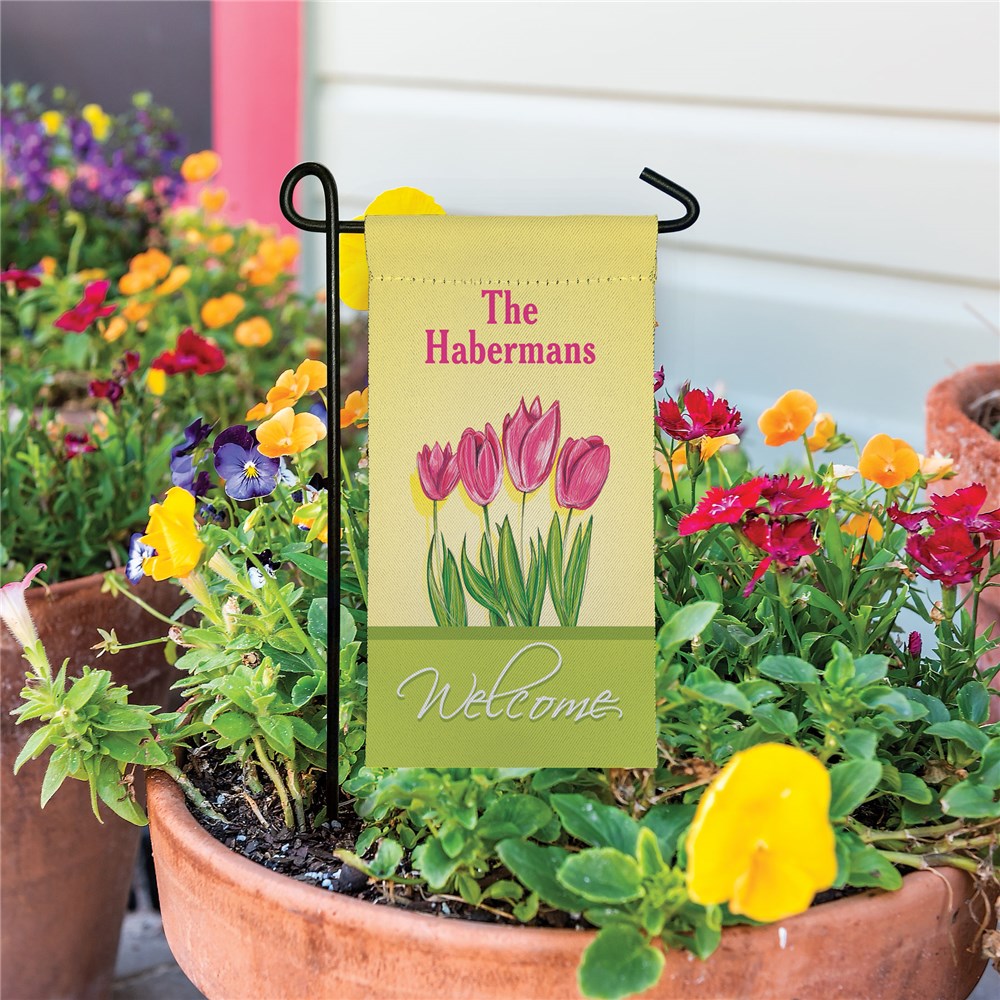 Personalized Spring Tulips Mini Floral Garden Flag