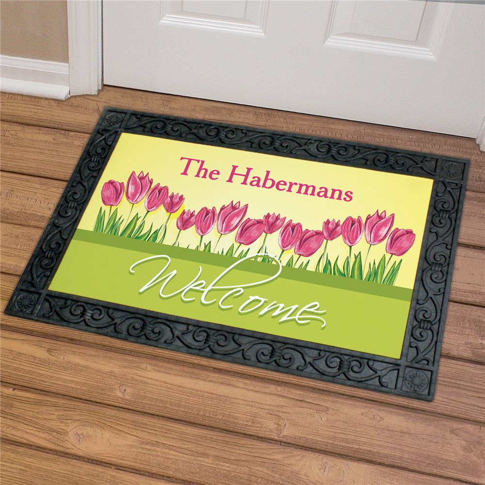 Personalized Spring Tulips Doormat GiftsForYouNow