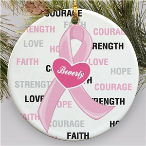 Hope and Love Breast Cancer Awareness Ceramic Christmas Ornament U366310
