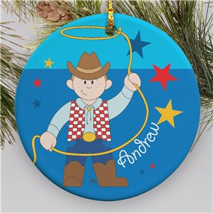 Personalized Cowboy Ornament | Ceramic | Personalized Christmas Ornament For Kids