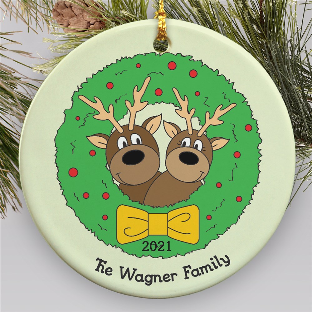 Personalized Deer Family Ceramic Ornament | Personalized Family Christmas Ornaments