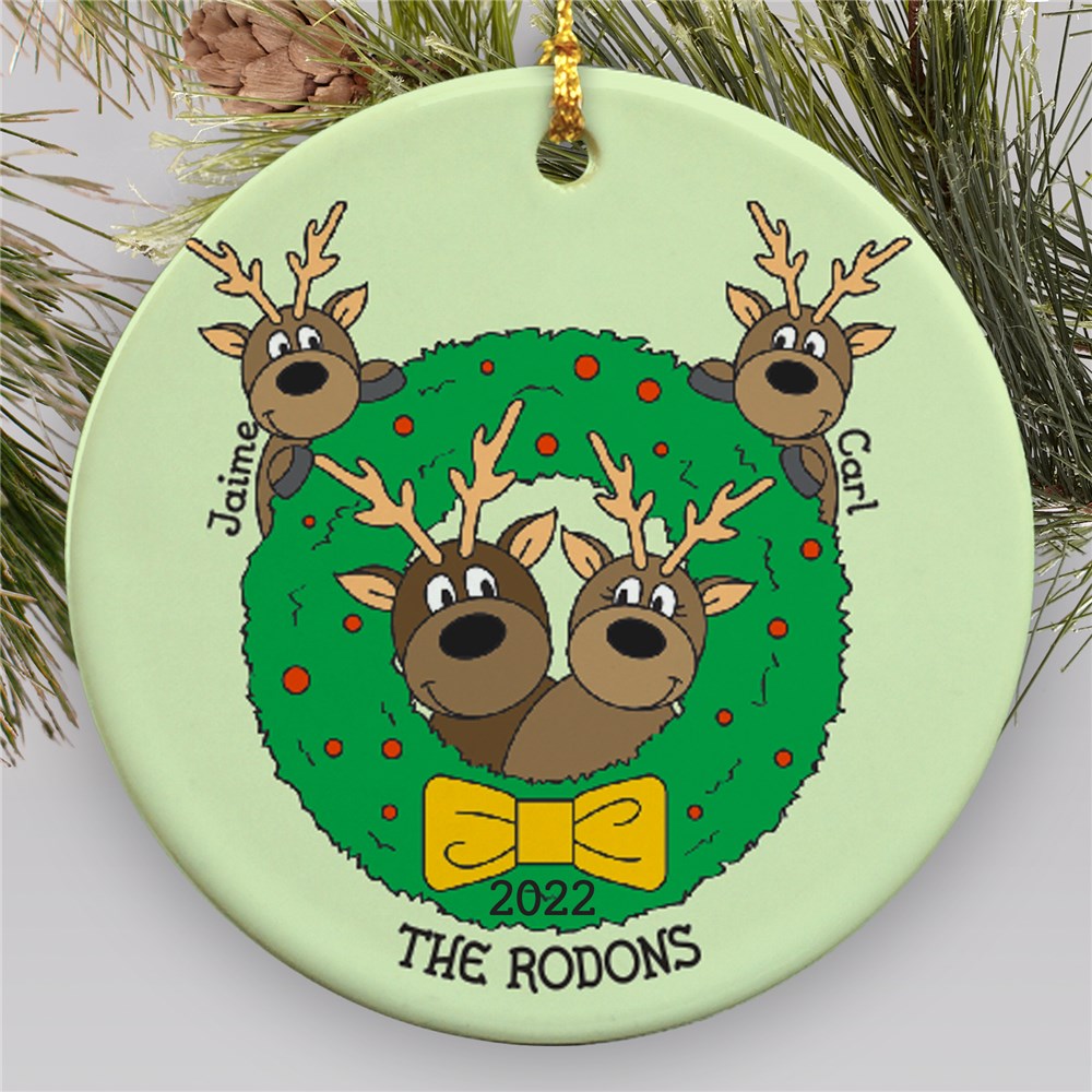 Personalized Deer Family Ceramic Ornament | Personalized Family Christmas Ornaments