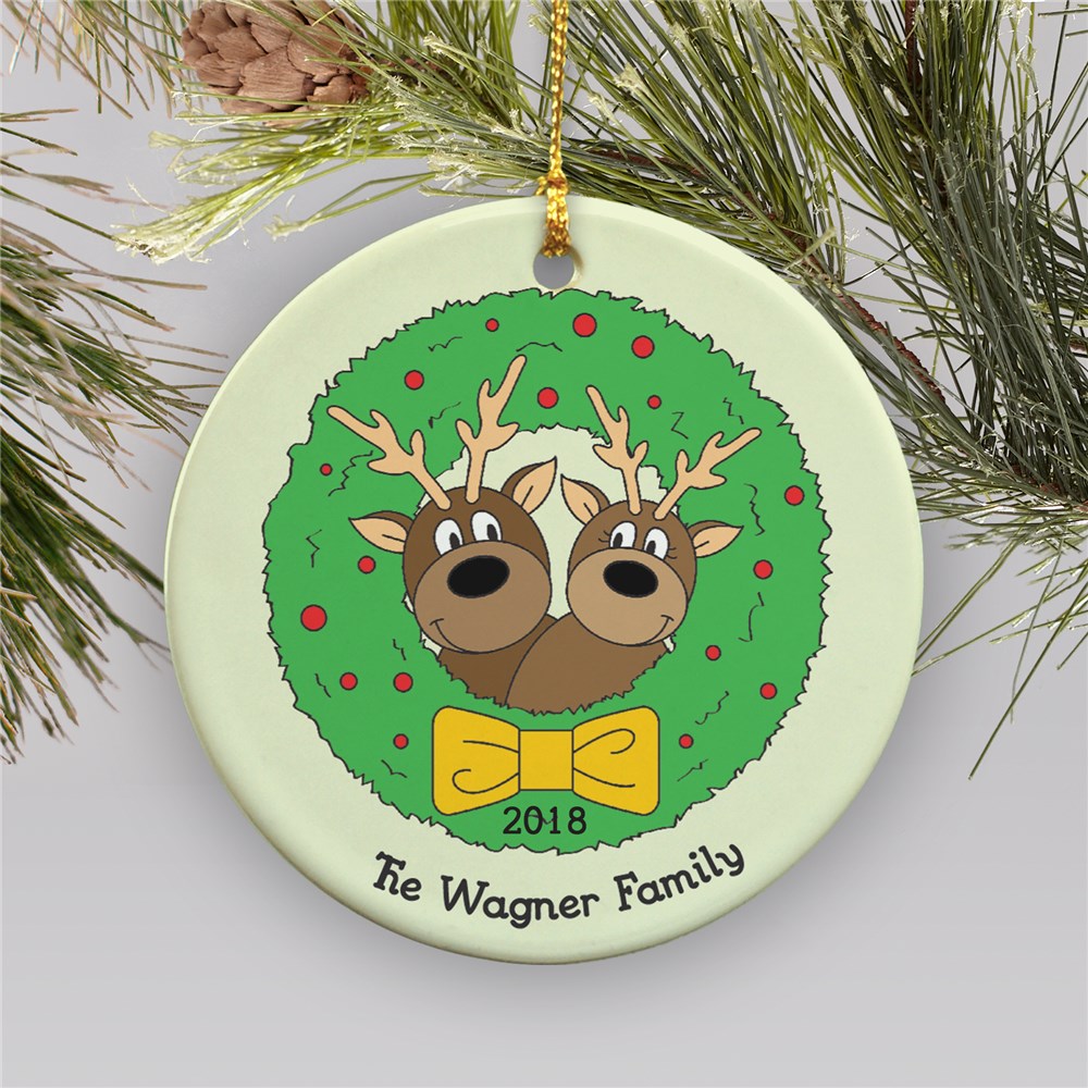Personalized Ceramic Holiday Reindeer Family Ornament GiftsForYouNow